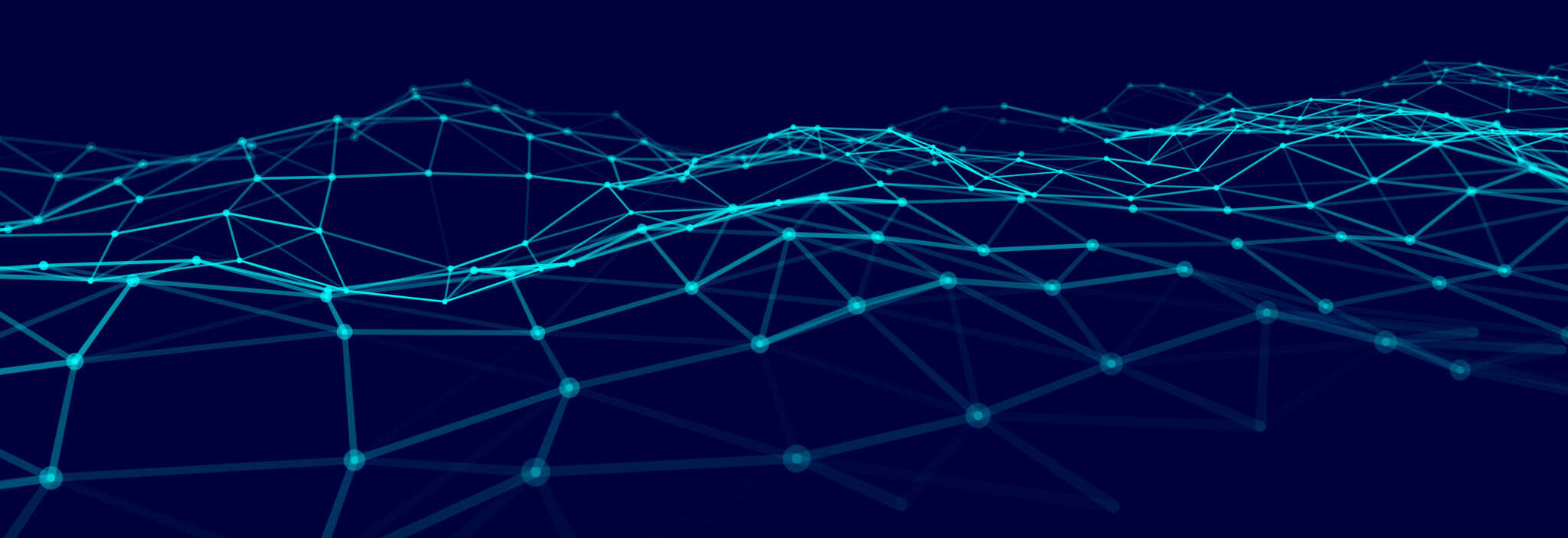 Digital Technology Wave. Abstract Background With Dots And Lines Moving In Space. Futuristic Modern Dynamic Wave. Vector Illustration.